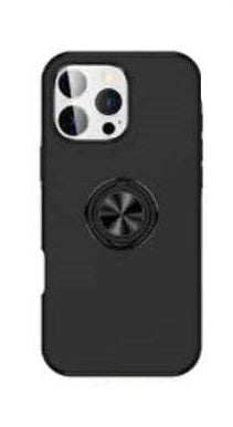 For iPhone 16 Pro Max Slim Case with Metal Ring Stand,Black Colour