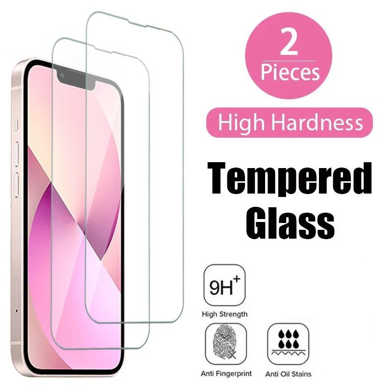 For iPhone 14 Flip Wallet Brown Case + 2 x Screen Protectors