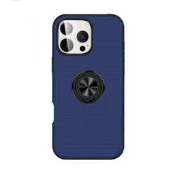 For iPhone 16 Pro Max Slim Case with Metal Ring Stand-Navy Blue Colour