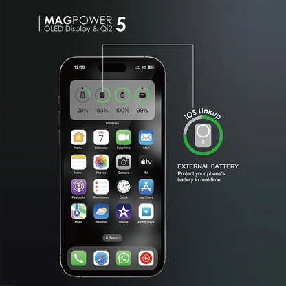 Sleek  5000mAh Magsafe Magnetic Portable Thin Power Bank Battery 5in 1-Black
