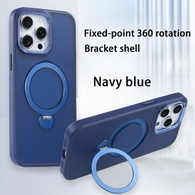 For iphone 16 Pro Max Magsafe Stand Ring Case-Navy Blue