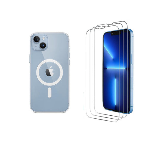 iPhone 15 Plus MagSafe Clear Slim Case +3 x Screen Protector