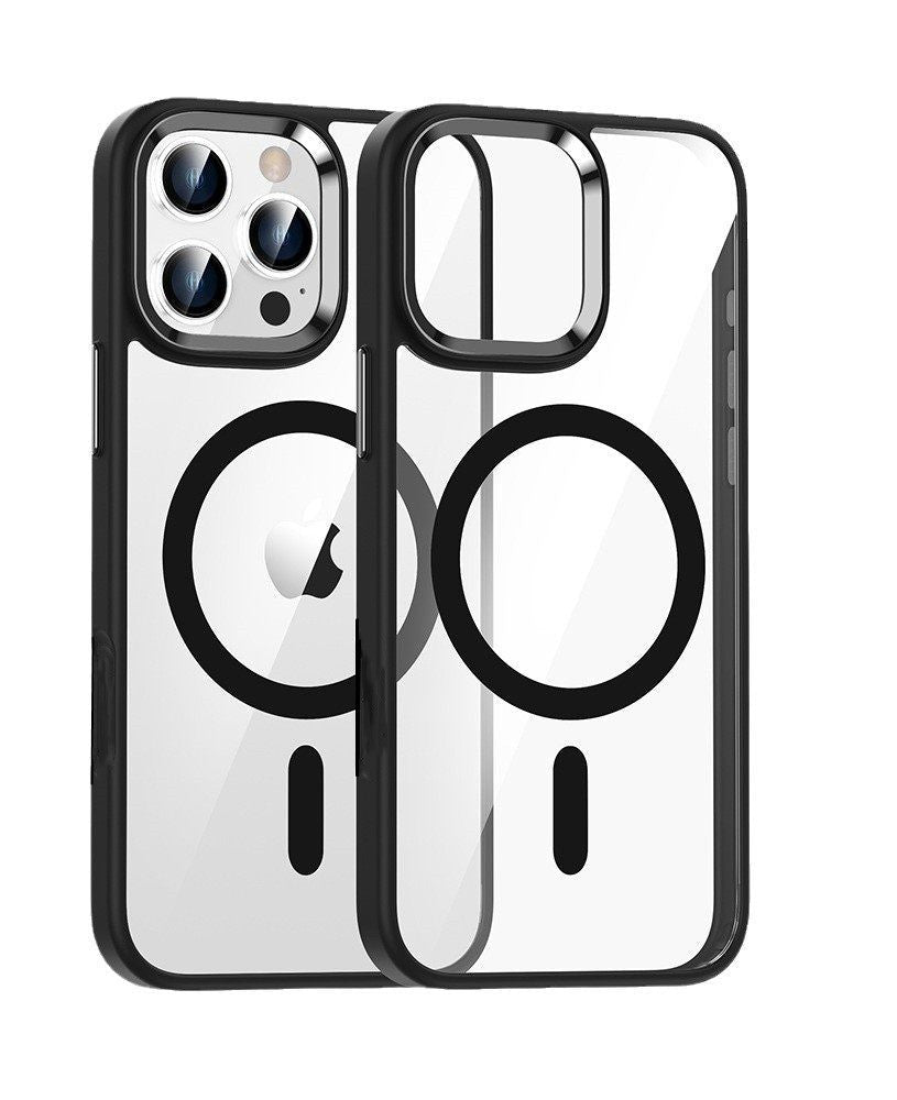 For iPhone 16 Pro Max Magsafe Black Transparent Case