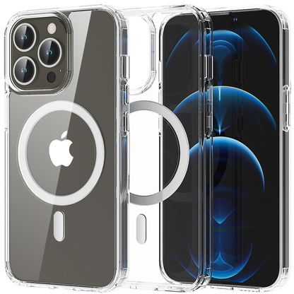 For iPhone 15 Pro Max Clear Shockproof Magnet Cover