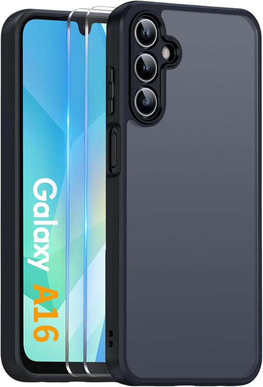 Matte Shockproof Case with 2-Pack Screen Protectors For Samsung Galaxy A16