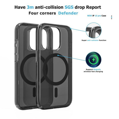 For iPhone 14 Pro Clear Shockproof Magnet Cover-Black