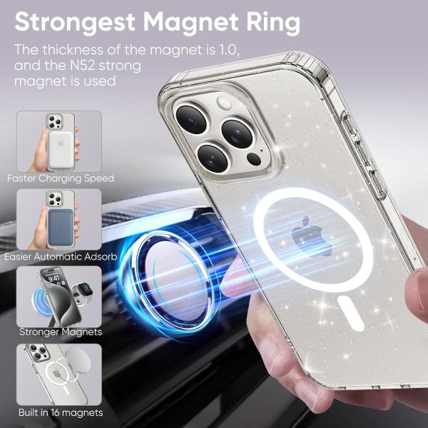 For iPhone 14 Pro Hard Glitter Shockproof MagSafe  Case