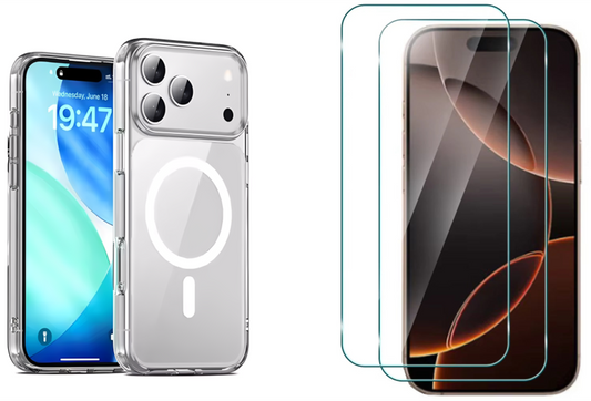 For iPhone 17 Pro Max Clear Case Magsafe Cover + 2 x Tempered Glass Protectors