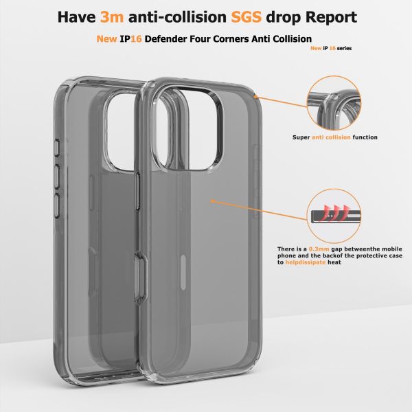 For Iphone 16 Pro Max Case Translucent Black