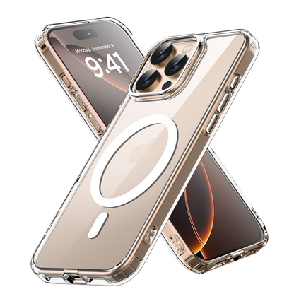 For iPhone 15 Pro Max Clear Shockproof Magnet Cover