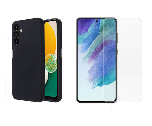 For Samsung Galaxy A55  Black Silicone Gel case + 2 x Screen Protectors