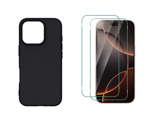 For iPhone 14 Plus shockproof case slim black cover + 2 x Screen Protectors