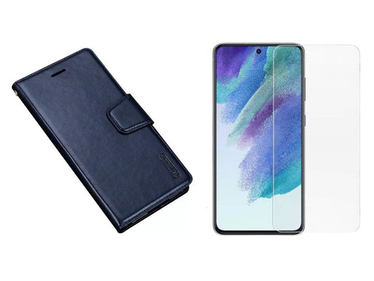 For Samsung Galaxy A55 Wallet Case Blue + 2 x Screen Protectors