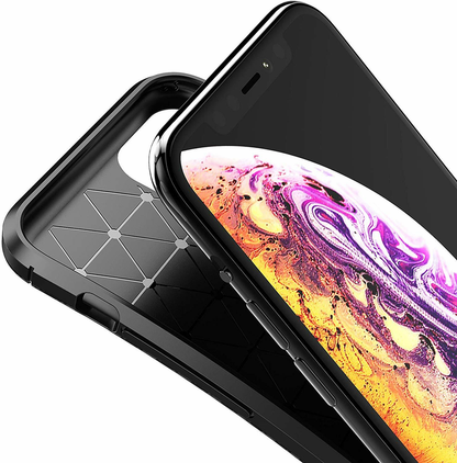 For Apple iPhone 13 Fiber Rugged Case TPU Cover,Black