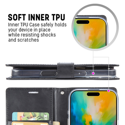 Flip Wallet Case for iPhone 15 -Black