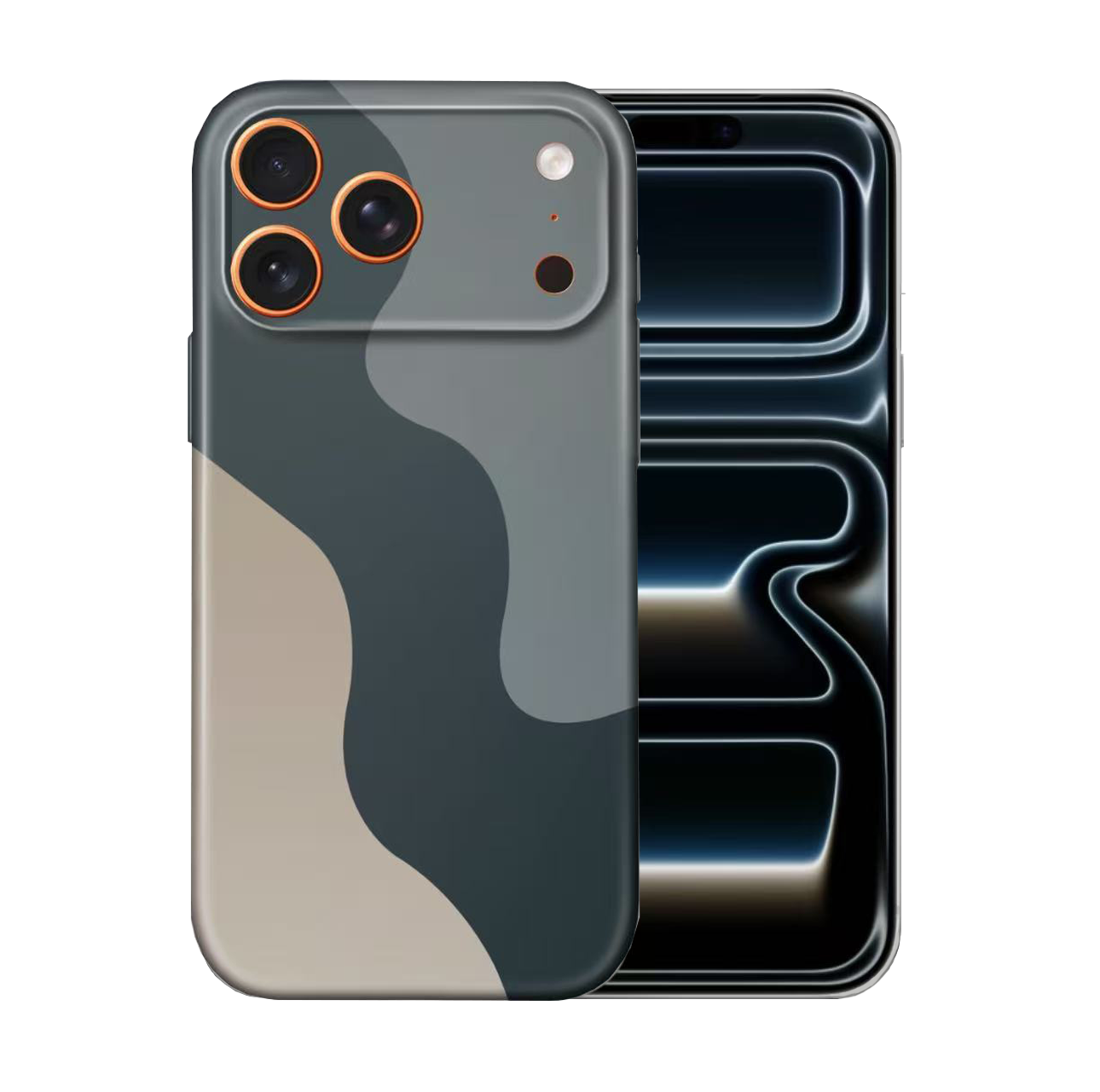 For iPhone 17 Pro Max Slim Case with Camera Lens Protection,Dark-flow Pattern
