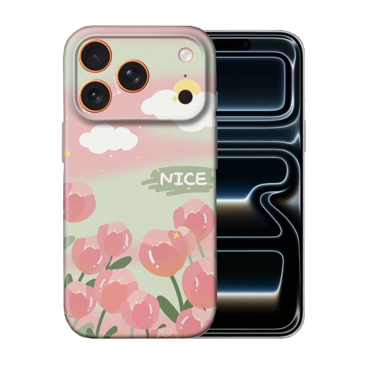 For iPhone 17 Pro Slim Case with Camera Lens Protection, Tulip Pattern