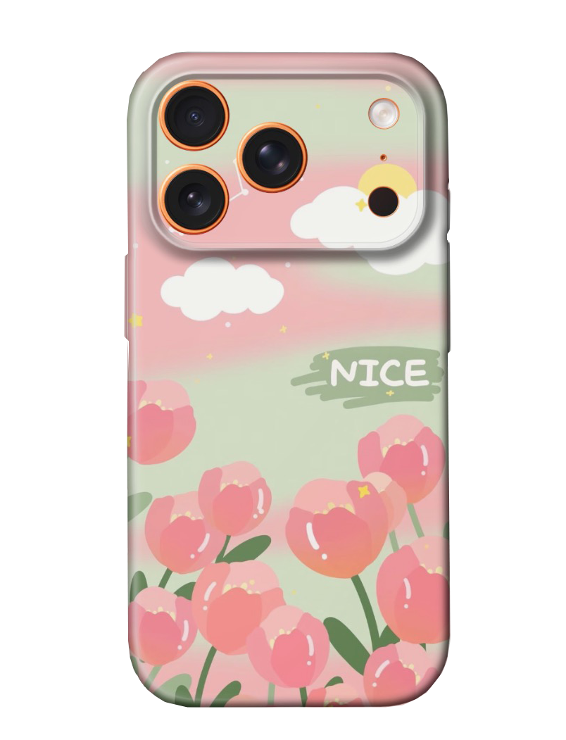 For iPhone 17 Pro Slim Case with Camera Lens Protection, Tulip Pattern