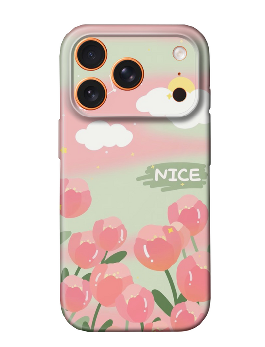 For iPhone 17 Pro Max Slim Case with Camera Lens Protection, Tulip Pattern