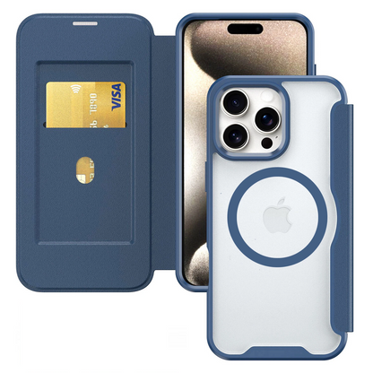 For iPhone 15 Pro Max Magnetic Wallet Flip Case
