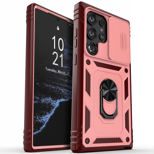 For Samsung Galaxy S22 Ultra Heavy Duty Case-Pink/Red