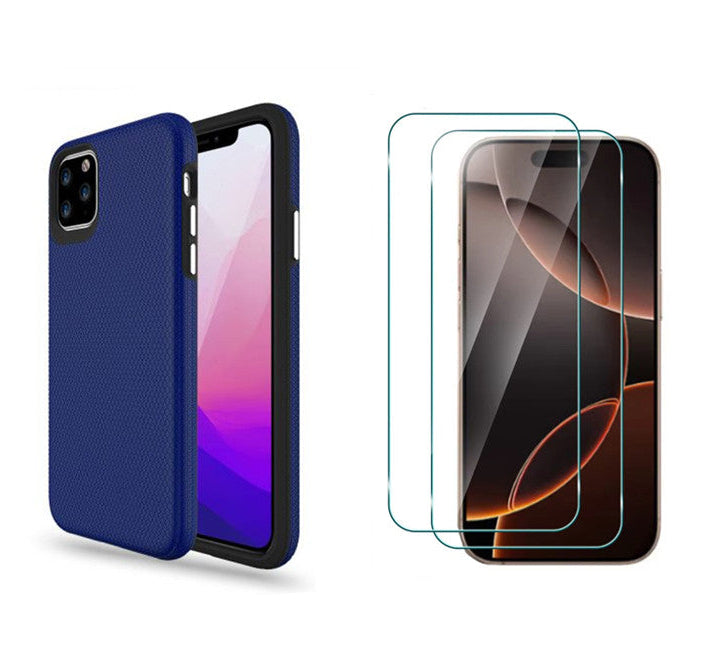 For iPhone 14 Plus Shockproof Rugged Blue Case + 2 Screen Protector