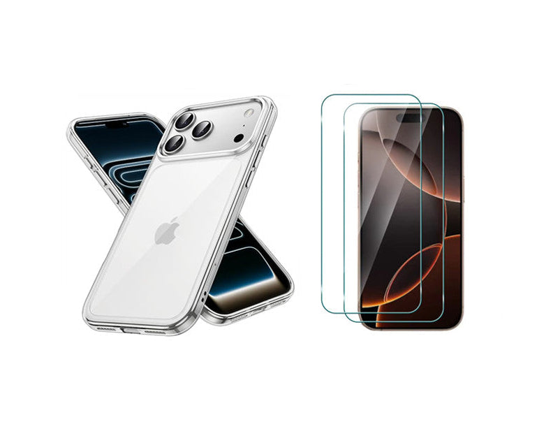 For iPhone 17 Pro Max clear Shockproof case +2 x Screen Protectors