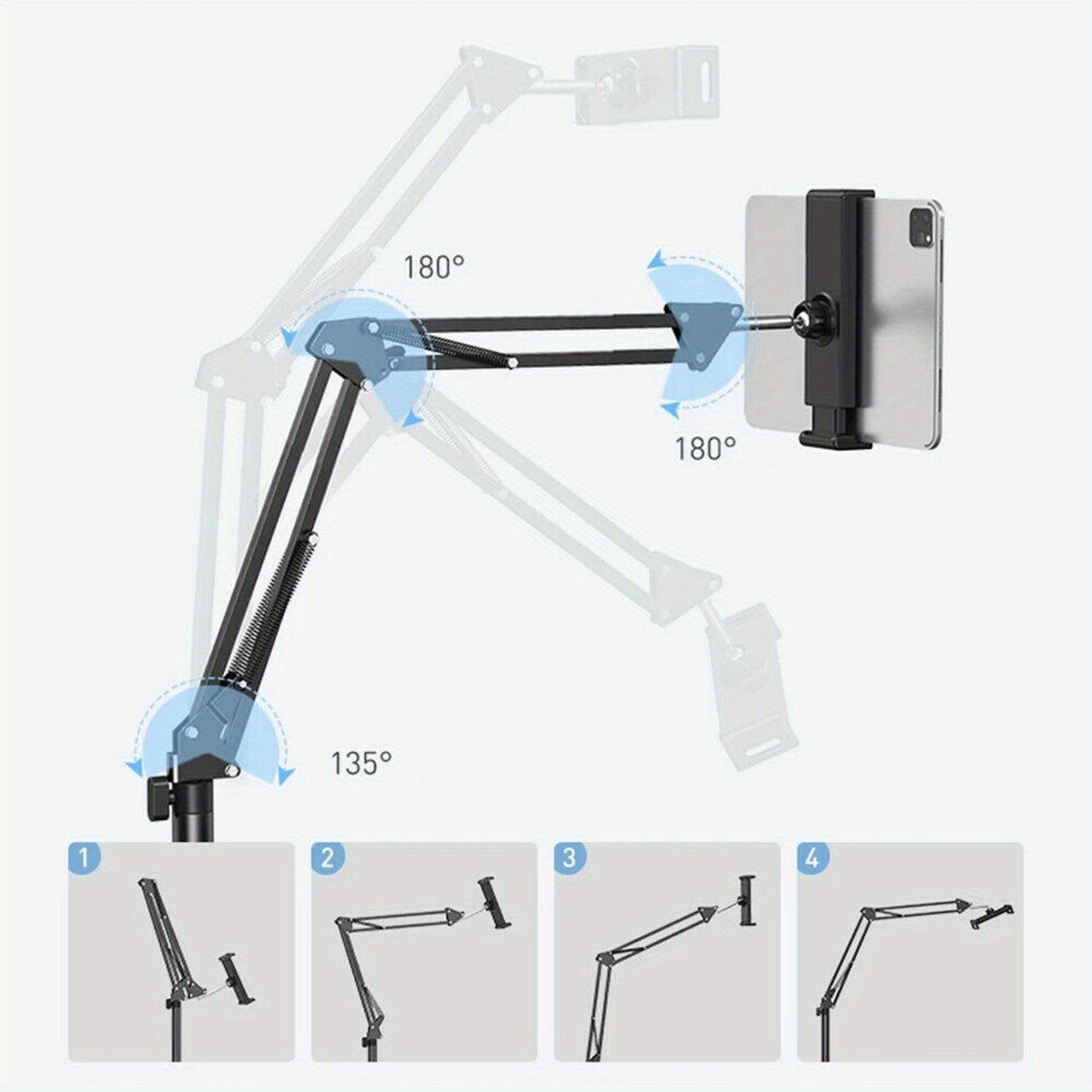 Adjustable Floor Stand Holder for tablets and phones up to 12.9 inch Hands Free