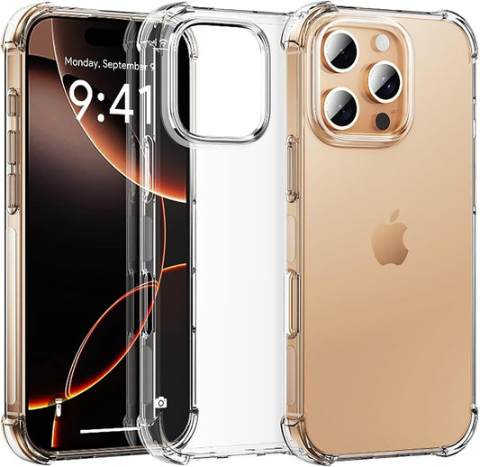 For iPhone 16 Pro Case Clear Reinforced Corners Slim Fit Soft Flexible TPU Bumper Phone Case