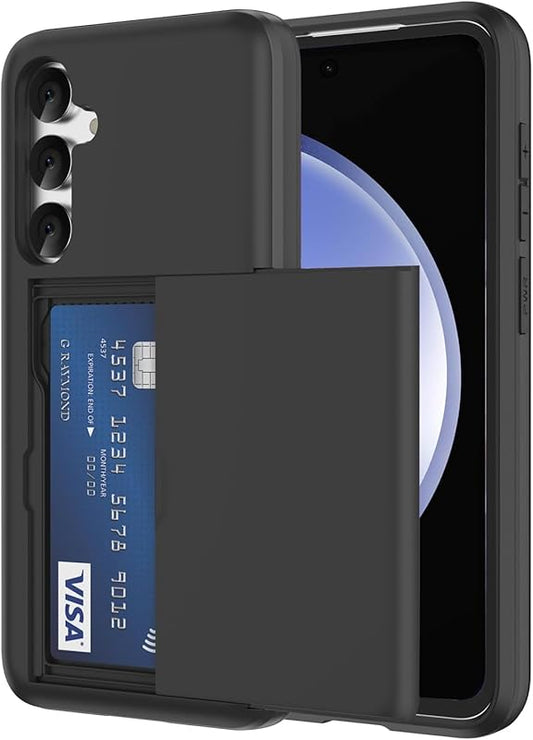 Black Protective Case with Card Holder For Samsung Galaxy A16