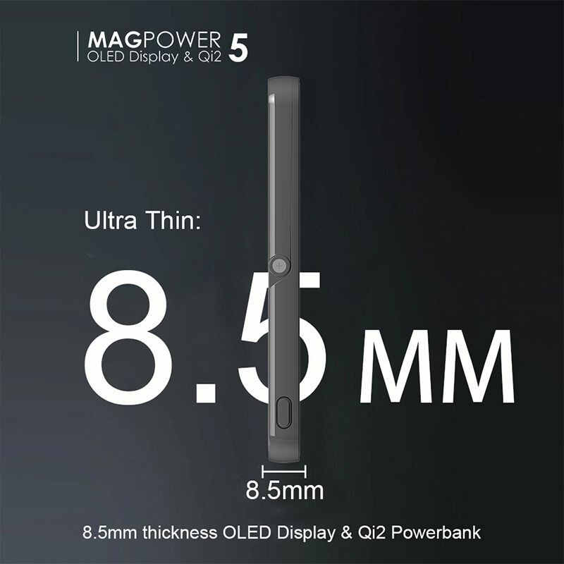 Sleek  5000mAh Magsafe Magnetic Portable Thin Power Bank Battery 5in 1-White