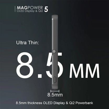 Sleek  5000mAh Magsafe Magnetic Portable Thin Power Bank Battery 5in 1-White
