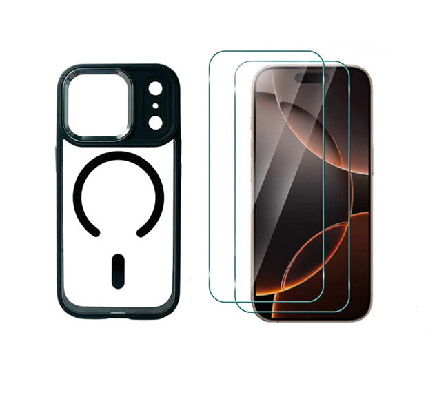 For iPhone 17 Pro Magsafe Black Case + 2 x Screen Protectors