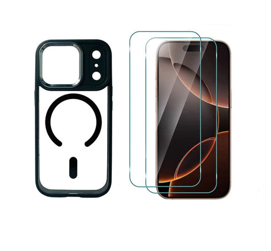 For iPhone 17 Pro Magsafe Black Case + 2 x Screen Protectors