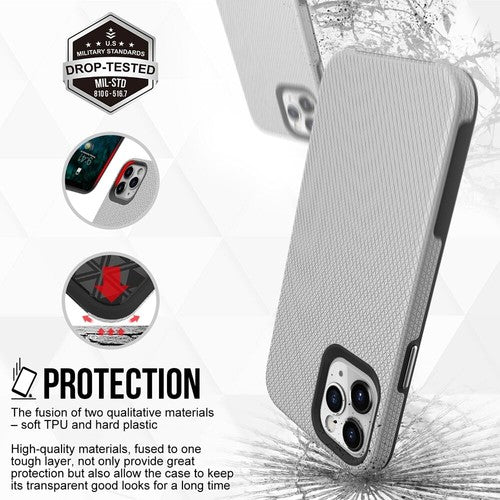 For iPhone 14 Pro Shockproof Case Rugged Silver Case