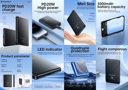 Sleek 5000mAh Fast Portable Power Bank