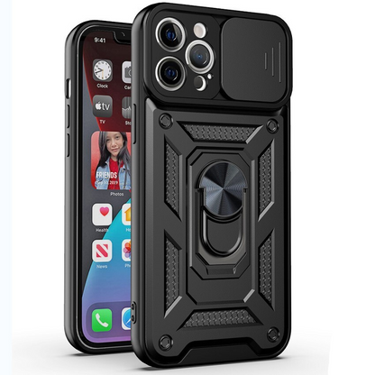 For Apple iPhone 14 Pro Shockproof Case with  Kickstand Cover-Black