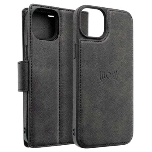 For iPhone 16 Pro Max Magnetic Detachable Black Wallet Case