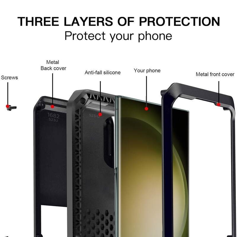 For Samsung Galaxy S22 Ultra Case Heavy Duty Metal Cover