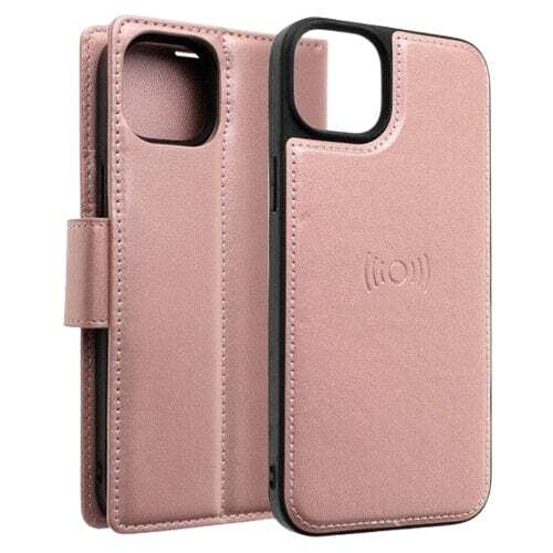 For iPhone 16 Pro Max Magnetic Detachable Rose Gold Wallet Case