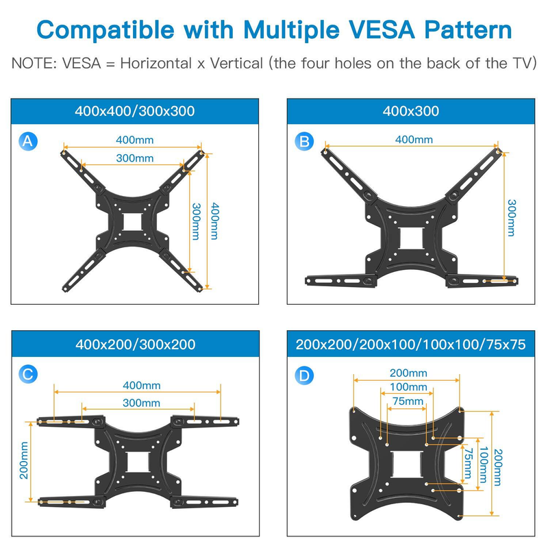 Full Motion TV Wall Mount Bracket Swivel Tilt 17 - 55 Inch