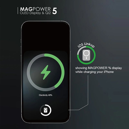 Sleek  5000mAh Magsafe Magnetic Portable Thin Power Bank Battery 5in 1-Black