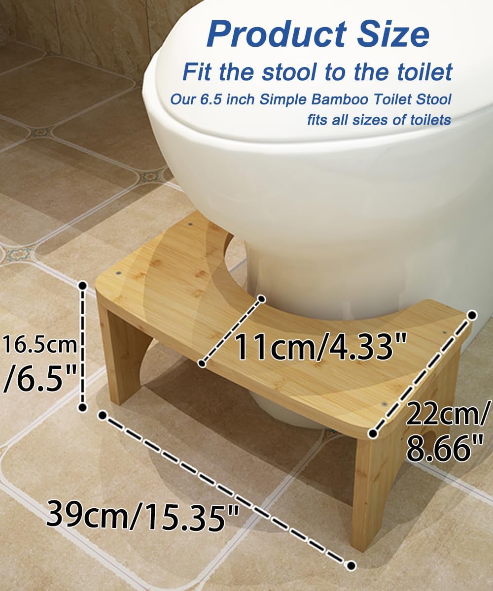 Bamboo Toilet Stool -  Non-Slip Squat Stool for Adults and Kids,Portable Bathroom Foot Support