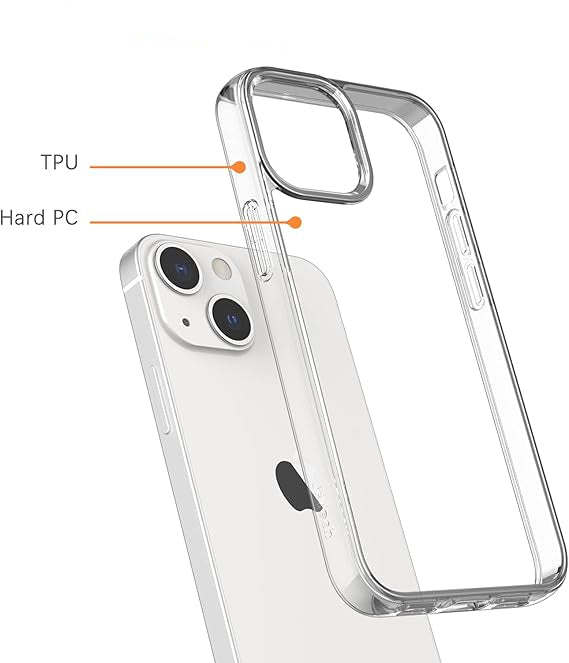 For iPhone 15 Clear Drop Protection  Transparent Hard Case