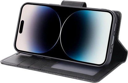 For iPhone 16 Pro Max Magnetic Detachable Black Wallet Case