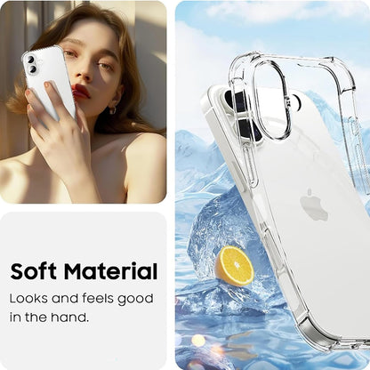 For iPhone 16 case  Crystal Clear Shockpoof with Reinforced Corners Slim Fit Soft TPU Bumper