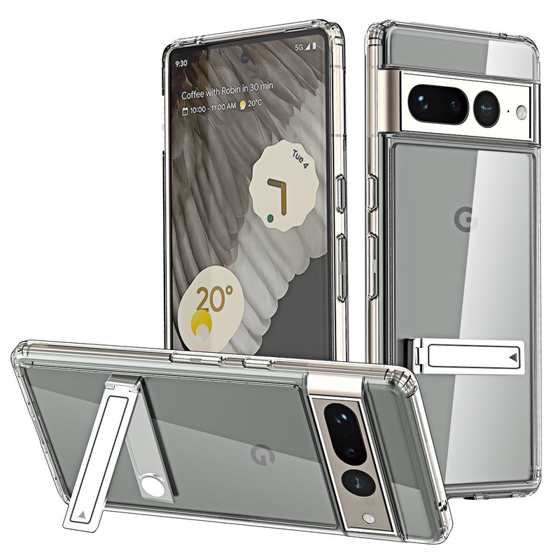 For Google Pixel 8 Case Clear Shockproof KickStand Protective Cover
