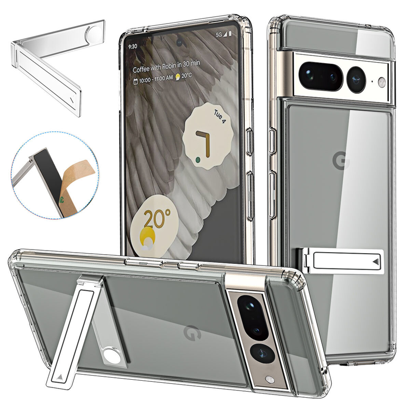 For Google Pixel 8 Case Clear Shockproof KickStand Protective Cover