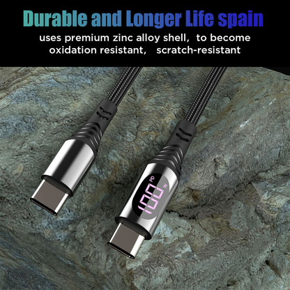 2 x Type C to USB-C Cable  Fast Charging Cable with LED Display For iPhone 16 15 and Samsung