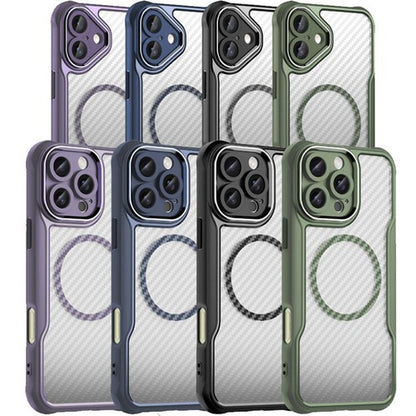 For Apple iPhone 16 Series Magnet Shockproof Carbon Fiber Case